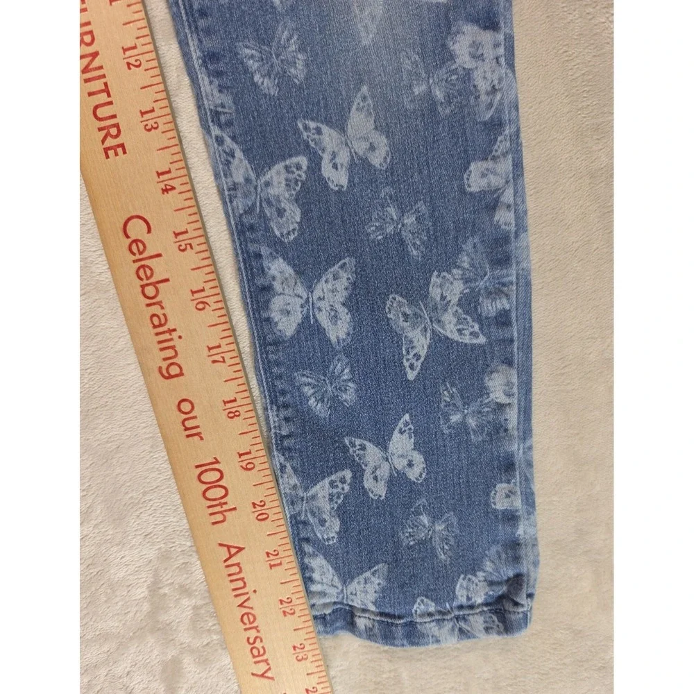 Gymboree Girls Size 10 Butterfly Jeans Blue Stretch Denim Skinny Y2K Cottagecore